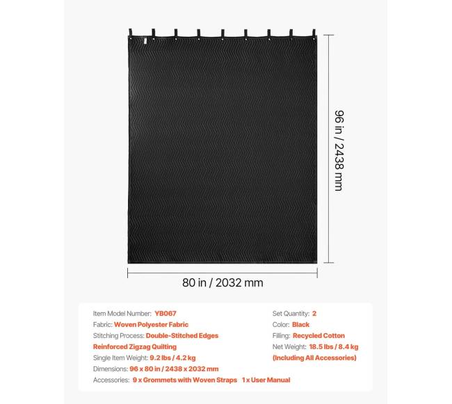 garso slopinimo antklodės 2 vnt, 2438 x 2032 mm6