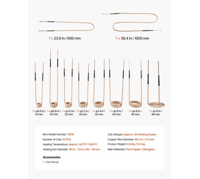 Indukcinės šildymo ritės rinkinys su 10 vnt6