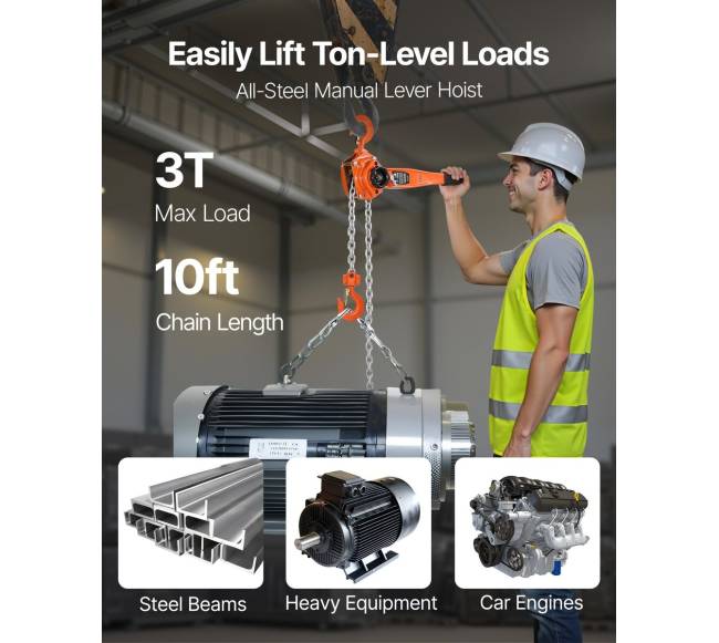 Rankinis svirtinis grandininis keltuvas, 3 t1