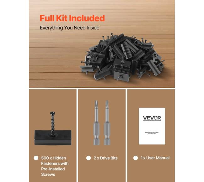 500 vnt. paslėptų terasinių lentų tvirtinimo elementų5