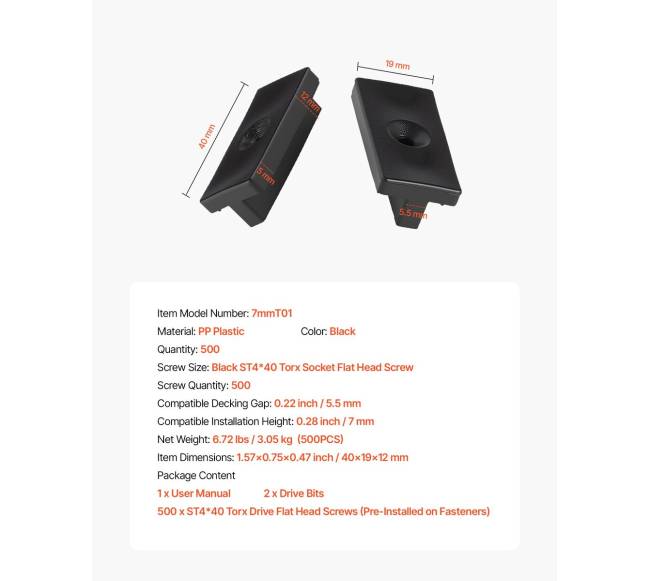 500 vnt. paslėptų terasinių lentų tvirtinimo elementų6