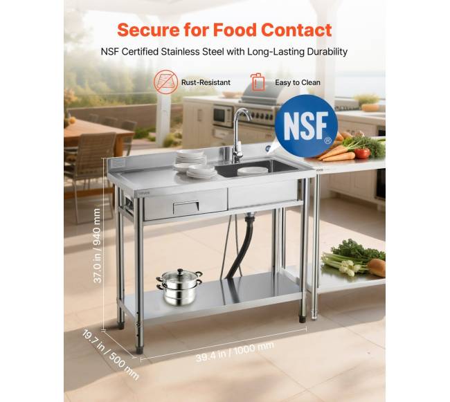 Nerūdijančio plieno virtuvės plautuvė su stalčiu1