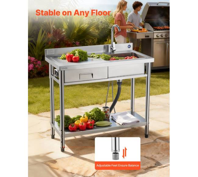 Nerūdijančio plieno virtuvės plautuvė su stalčiu5