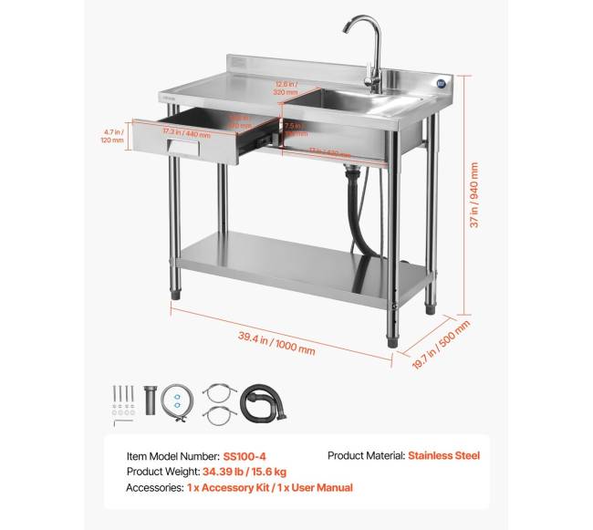 Nerūdijančio plieno virtuvės plautuvė su stalčiu6