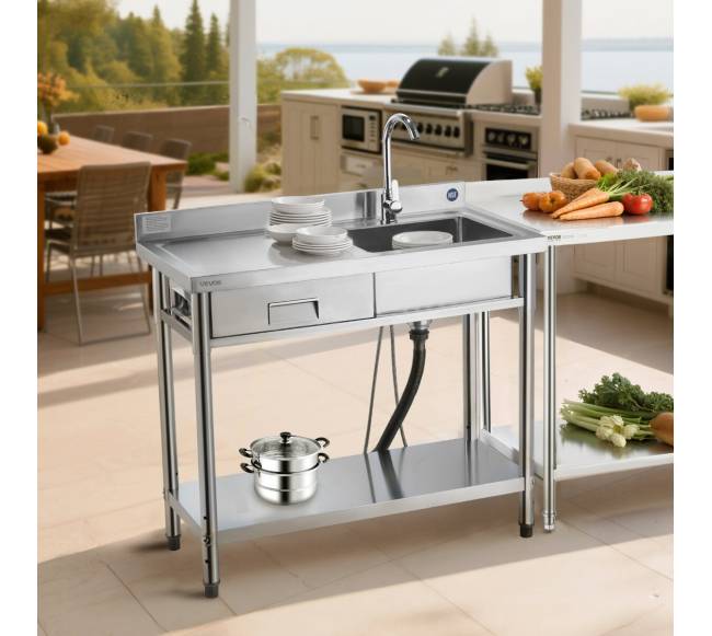 Nerūdijančio plieno virtuvės plautuvė su stalčiu7