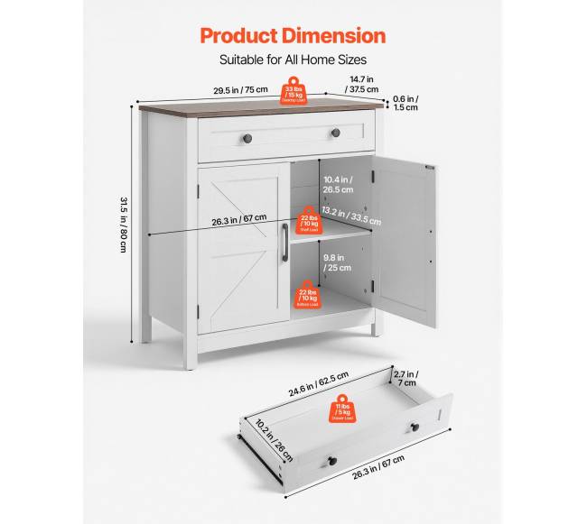 Balta kavos baro spintelė su stalčiumi2