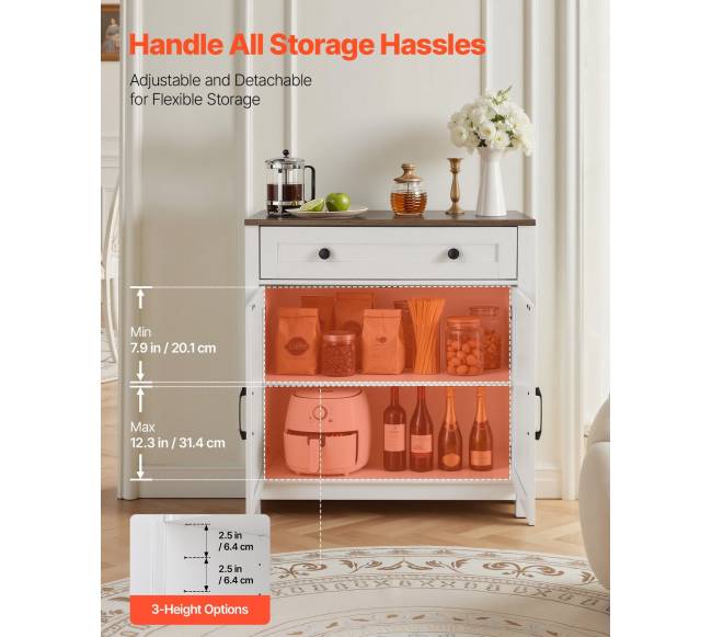 Balta kavos baro spintelė su stalčiumi3