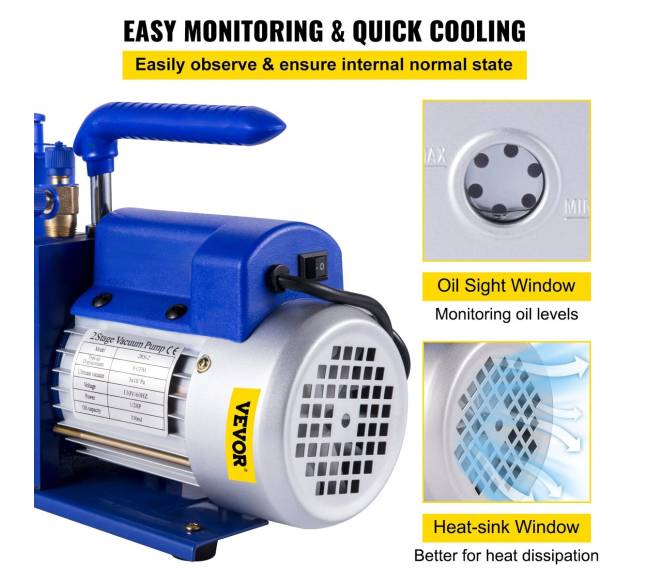 6 CFM 12 AG šaldymo vakuuminis siurblys4