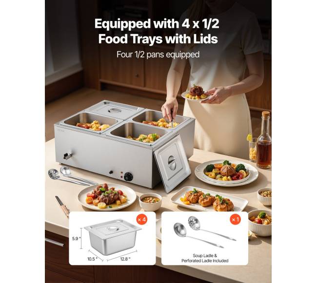 Komerčinis maisto šildytuvas su 4 skyreliais2