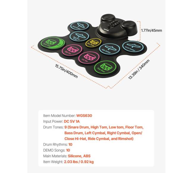 Elektriniai būgnai vaikams su ausinėmis ir MIDI6