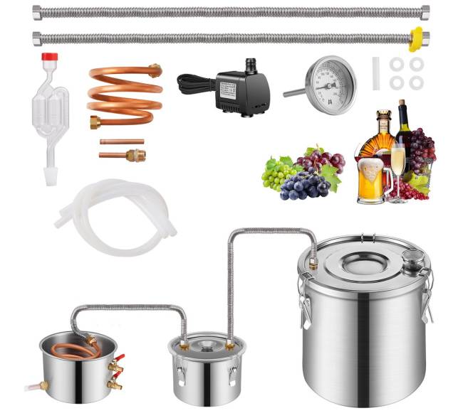 Alkoholio Distiliatorius su Vandens Pompa ir Katilu0