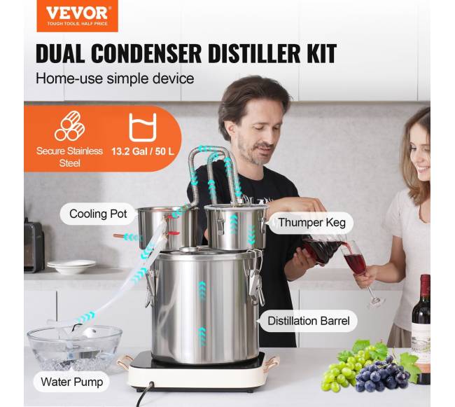 Alkoholio Distiliatorius su Vandens Pompa ir Katilu1