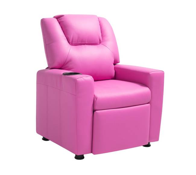 Vaikiška rožinė relaksacinė kėdė su puodelio laikikliu0