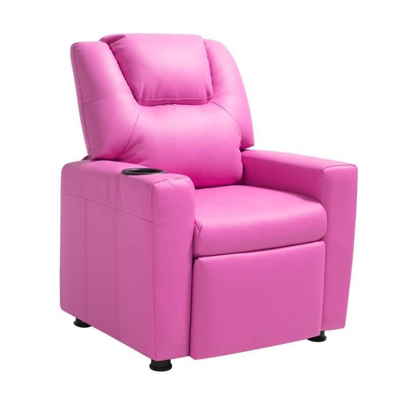 Vaikiška rožinė relaksacinė kėdė su puodelio laikikliu0
