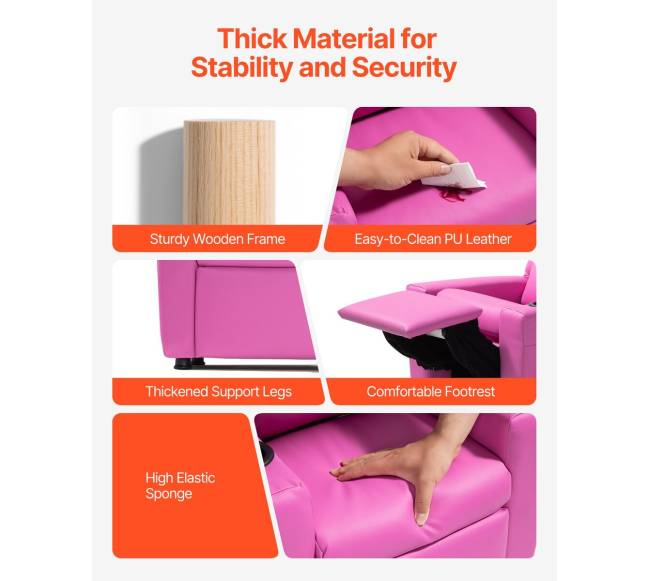 Vaikiška rožinė relaksacinė kėdė su puodelio laikikliu3