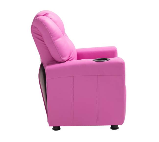 Vaikiška rožinė relaksacinė kėdė su puodelio laikikliu8