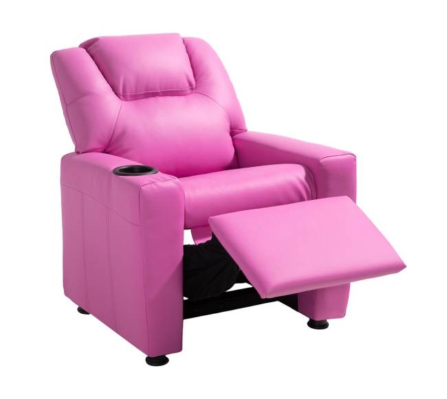 Vaikiška rožinė relaksacinė kėdė su puodelio laikikliu10