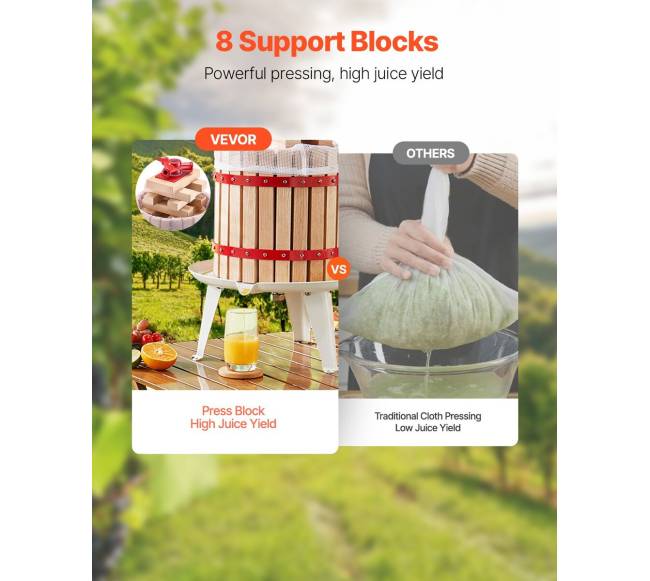 Rankų darbo vaisių vyno presas su 12L mediniu krepšiu1