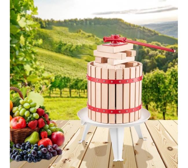 Rankų darbo vaisių vyno presas su 12L mediniu krepšiu7