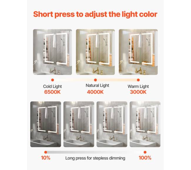 Šviečiama vaistinėlė su veidrodžiu 65 x 65 cm2