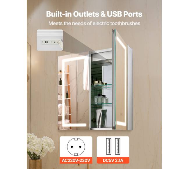 Šviečiama vaistinėlė su veidrodžiu 65 x 65 cm6