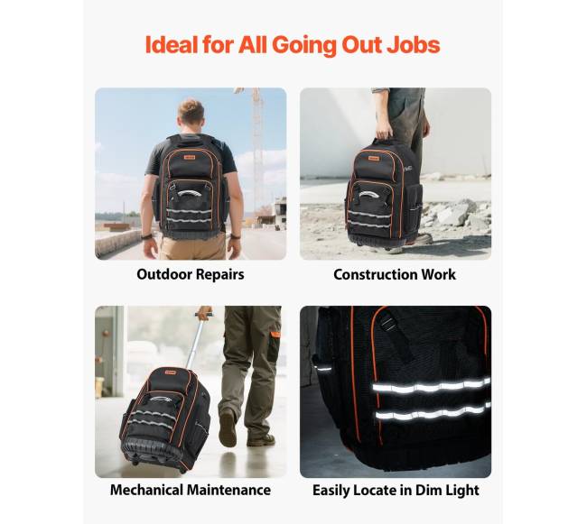 Riedanti įrankių kuprinė ant ratų 72 kišenės5