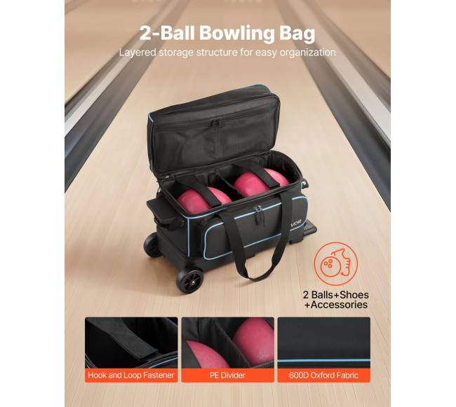 Dvipusis boulingo krepšys su ratukais1