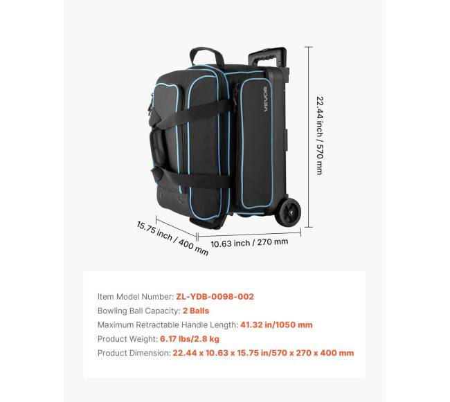 Dvipusis boulingo krepšys su ratukais6