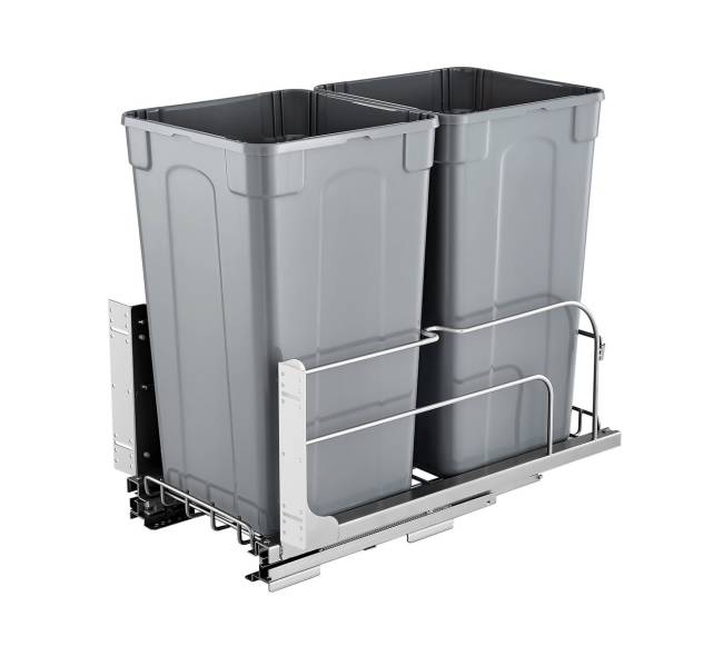 Ištraukiama dviguba virtuvės šiukšliadėžė, pilka0