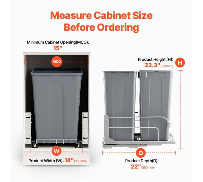 Dvigubas virtuvės šiukšlių konteineris su švelniu užsidarymu3