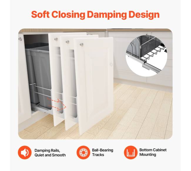 Dvigubas virtuvės šiukšlių konteineris su švelniu užsidarymu5