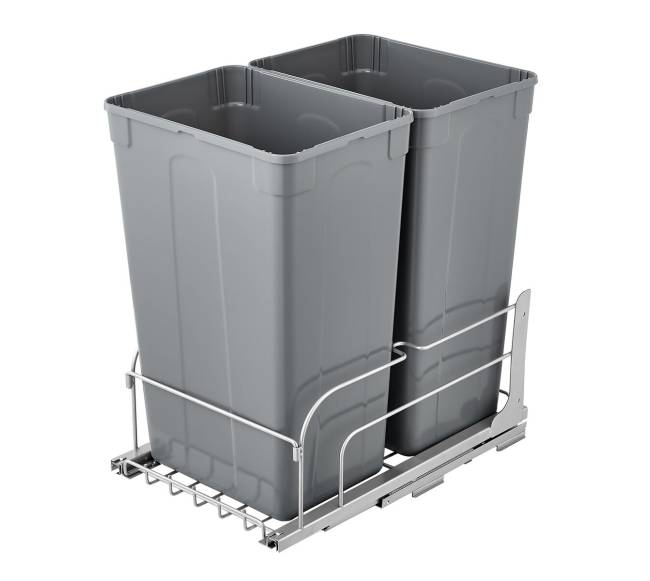 Dvigubas virtuvės šiukšlių konteineris su švelniu užsidarymu8