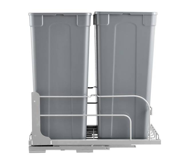 Dvigubas virtuvės šiukšlių konteineris su švelniu užsidarymu9