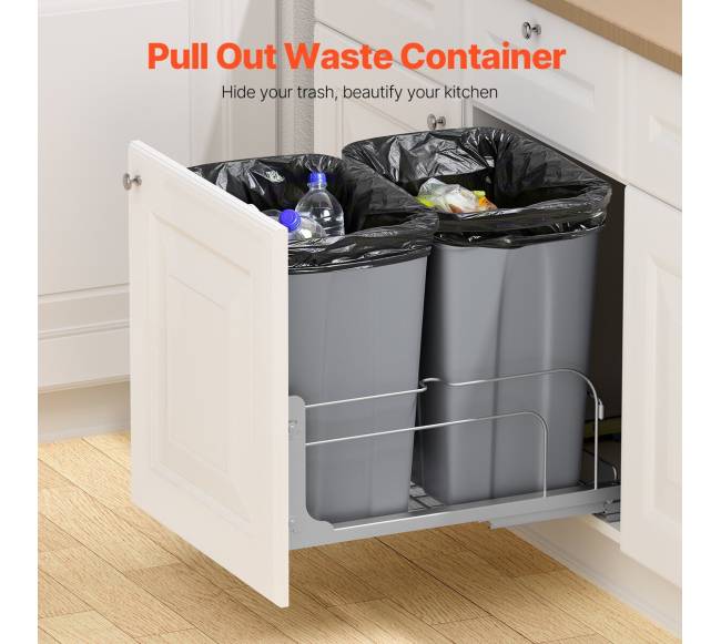 Dviejų dalių ištraukiamas virtuvės šiukšlių konteineris1