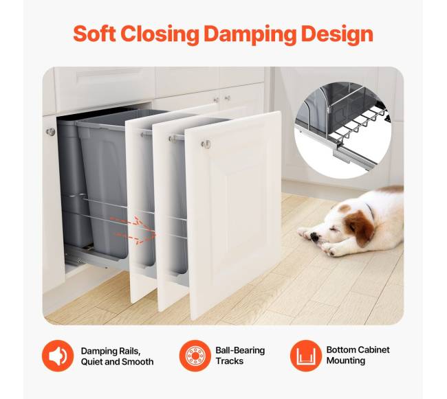 Dviejų dalių ištraukiamas virtuvės šiukšlių konteineris5