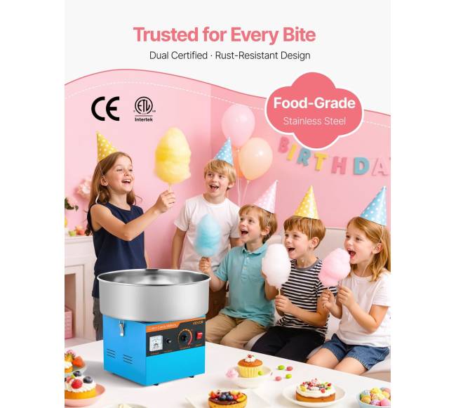 Elektros cukraus vatos gaminimo mašina 1000W mėlyna4