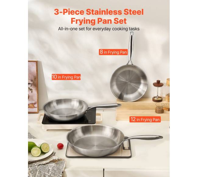 Trigubo nerūdijančio plieno keptuvių rinkinys1