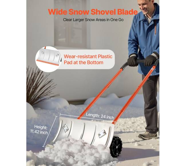 Sniego stūmiklis su ratais 61 cm plieno kastuvas1