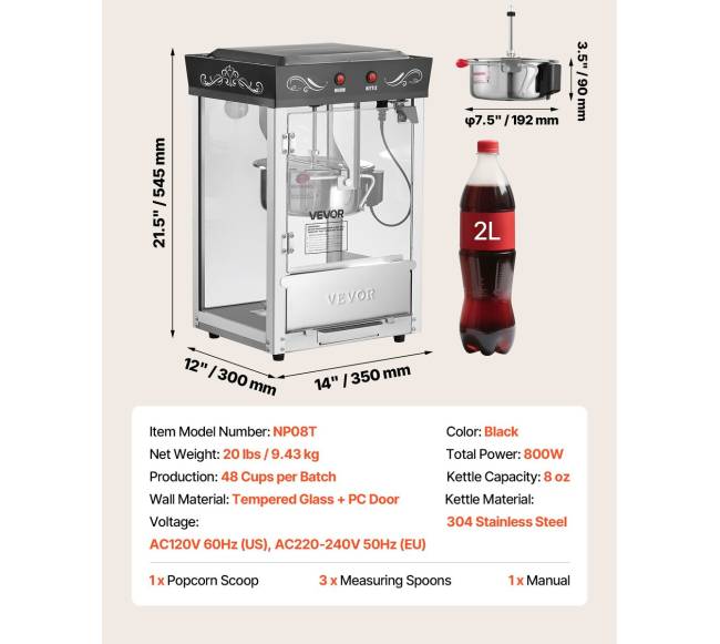 Stalinis spragėsių gaminimo aparatas 800W, juodas6