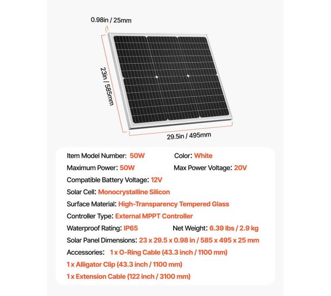 50W 12V saulės baterijos įkroviklis automobilis valtis6