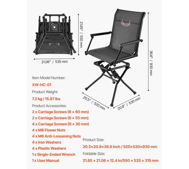 Medžioklės kėdė su 360 pasukimo funkcija6