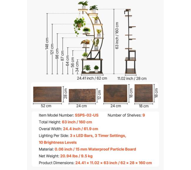 Vidinis gėlių stovas su augimo lempomis6