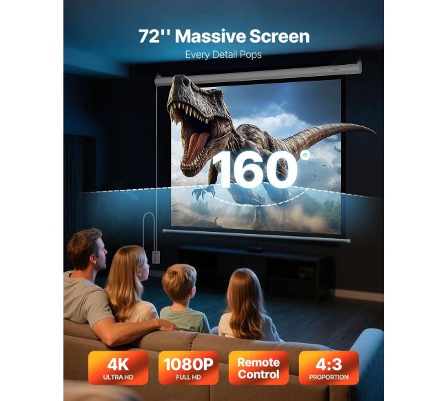 Elektrinis projektorių ekranas su valdymu, 1080 HD1