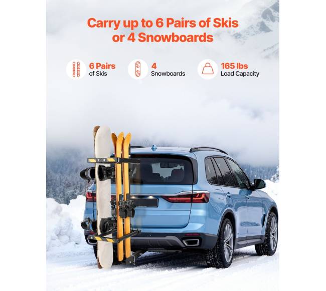 Sulankstomas slidžių ir snieglenčių laikiklis automobiliui1