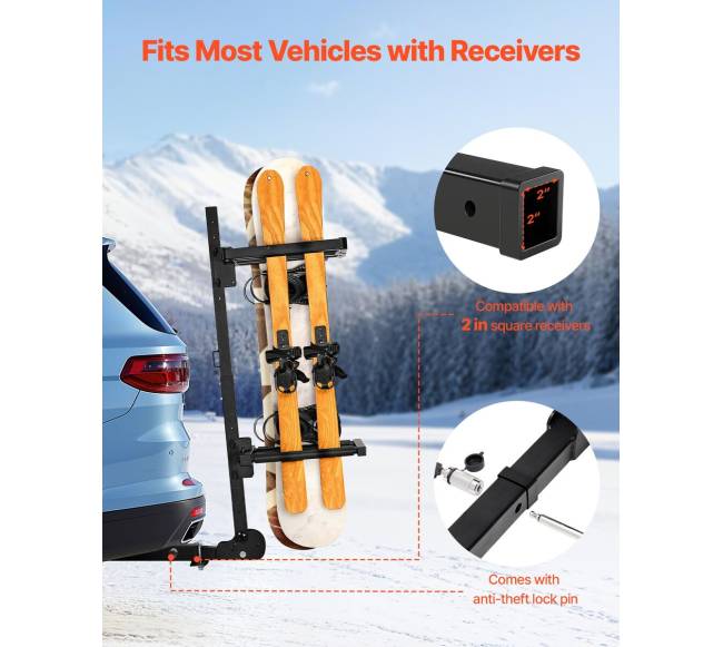 Sulankstomas slidžių ir snieglenčių laikiklis automobiliui2