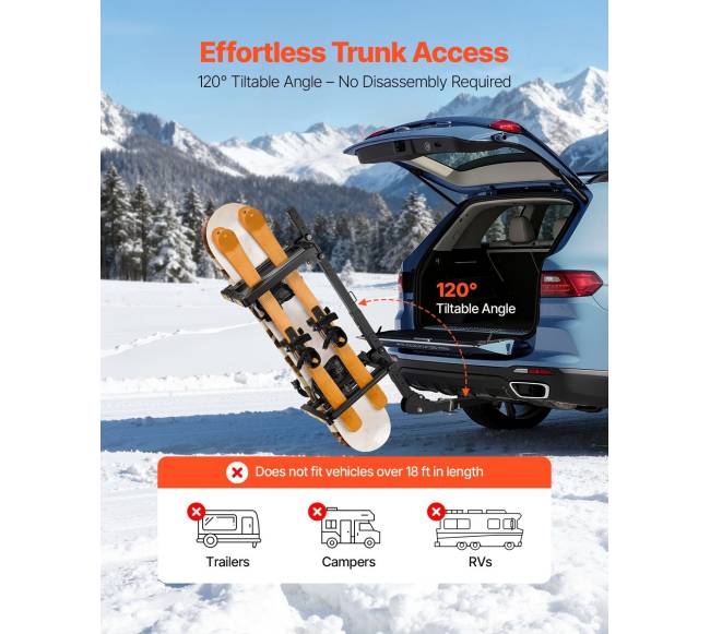 Sulankstomas slidžių ir snieglenčių laikiklis automobiliui3