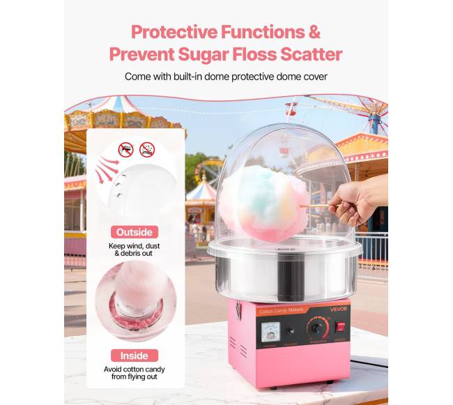 Elektrinė cukraus vatos mašina su dangčiu5