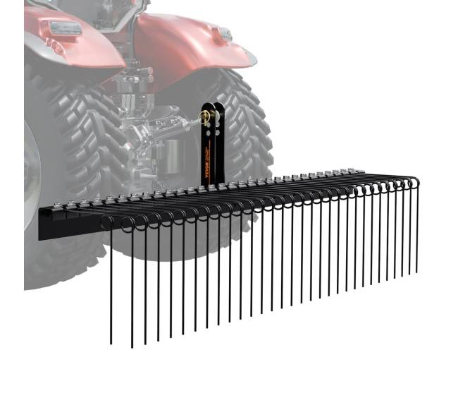 Prikabinamas vejos grėblys su 32 plieniniais dantimis0