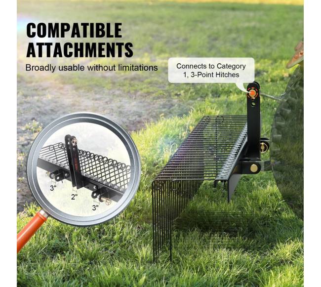 Prikabinamas vejos grėblys su 32 plieniniais dantimis3