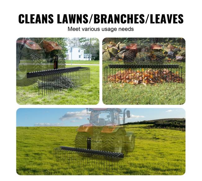 Prikabinamas vejos grėblys su 32 plieniniais dantimis5